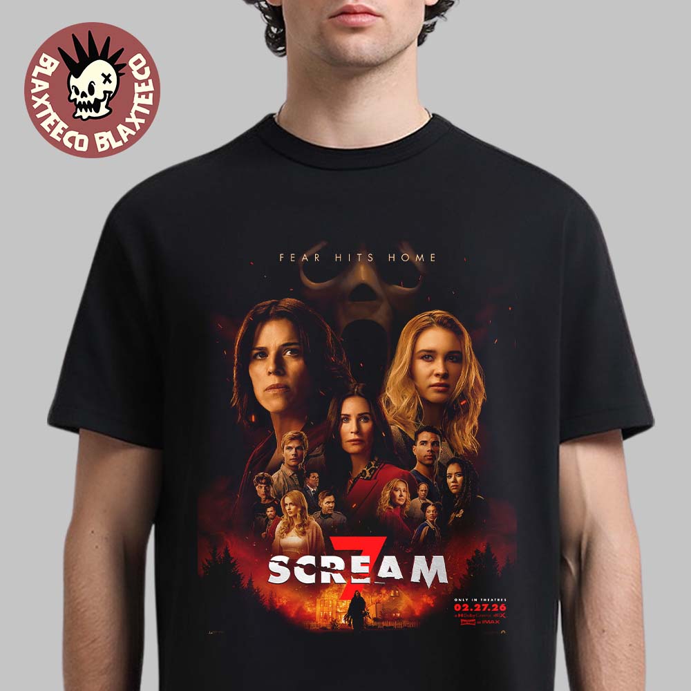 Scream 7 Official Poster Only In Theatres On February - Adult & Kids T-Shirts, Sweatshirts & Hoodies apparel design preview 1