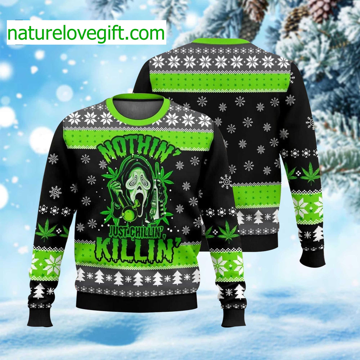 Scream Nothin’ Just Chillin’ Killin’ Ugly Christmas Sweater - Holiday Gift product image