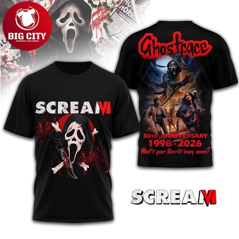 Scream Vi Ghostface 30Th Anniversary 2026 Two Sided - Adult & Kids T-Shirts, Sweatshirts & Hoodies apparel design preview 1