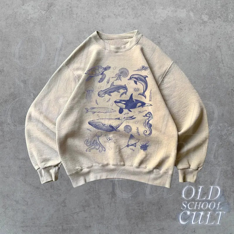 Sea Animals Ocean Vintage Retro Whale Orca D.Olp.H. - Adult & Kids T-Shirts, Sweatshirts & Hoodies apparel design preview 1
