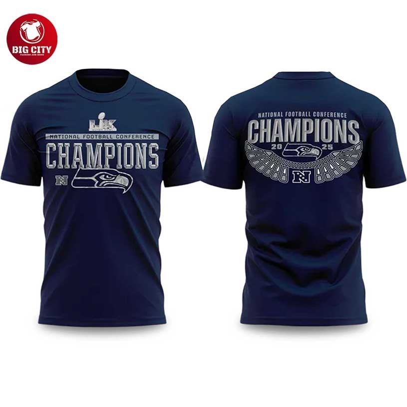 Seahawks National Football Conference Champions 2025 - Adult & Kids T-Shirts, Sweatshirts & Hoodies apparel design preview 1