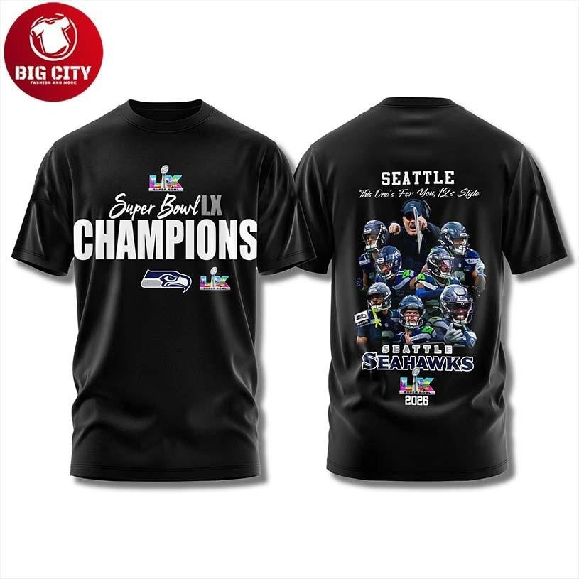 Seahawks SBLX Champions This One's For You 12s Two - Adult & Kids T-Shirts, Sweatshirts & Hoodies apparel design preview 1
