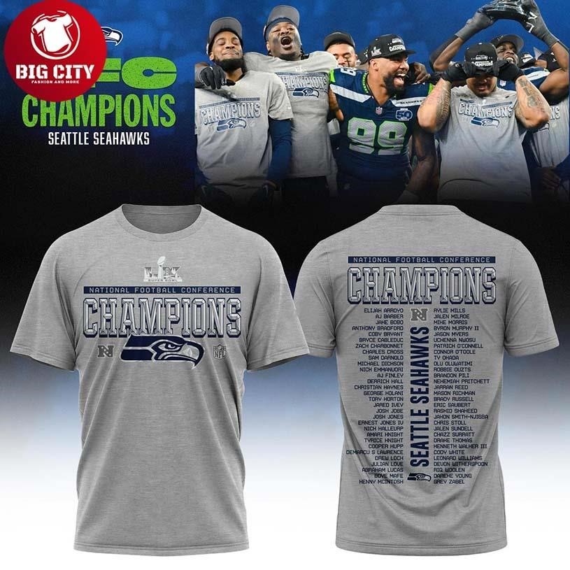 Seattle Seahawk 2025 NFC Champions Locker Room Two - Adult & Kids T-Shirts, Sweatshirts & Hoodies apparel design preview 1