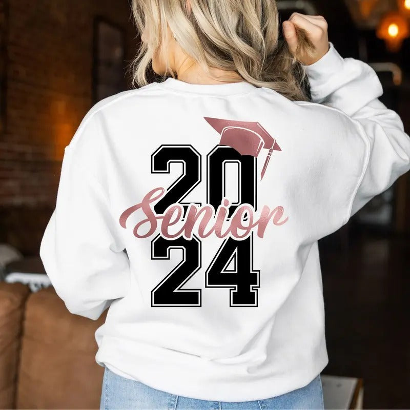 Senior 2024 Class High School Graduation Her College - Adult & Kids T-Shirts, Sweatshirts & Hoodies apparel design preview 1