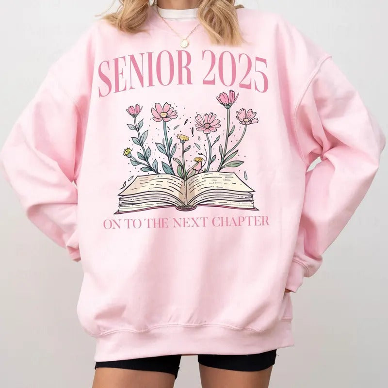 Senior 2025 Graduation Her Class Next Chapter Fabric - Adult & Kids T-Shirts, Sweatshirts & Hoodies apparel design preview 1
