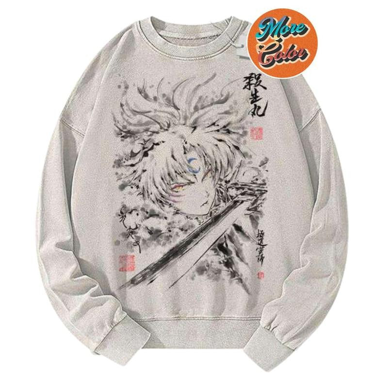 Sesshomaru Inuyasha Anime Vintage Cotton Crew Neck - Adult & Kids T-Shirts, Sweatshirts & Hoodies apparel design preview 1