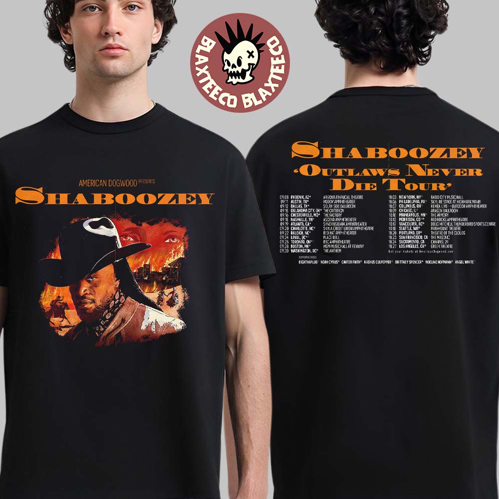 Shaboozey Outlaws Never Die Tour 2026 North America - Adult & Kids T-Shirts, Sweatshirts & Hoodies apparel design preview 1
