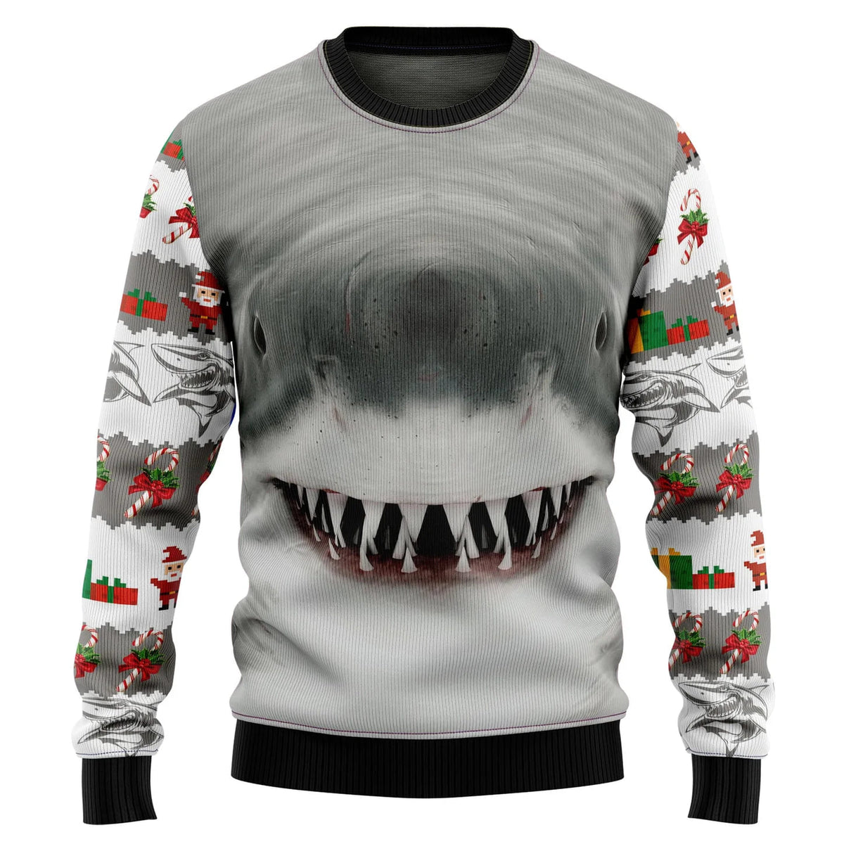 Shark Cute Face 3D Ugly Christmas Sweater - Holiday Gift product image