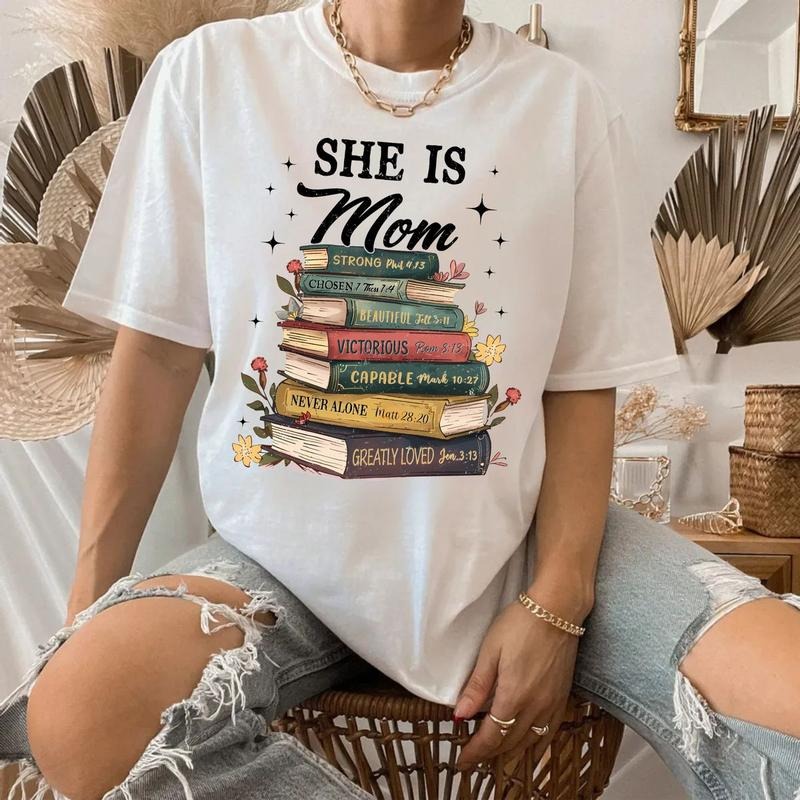 She Is Mom Book Bible Mama Mental Health Mother Verse - Adult & Kids T-Shirts, Sweatshirts & Hoodies apparel design preview 1