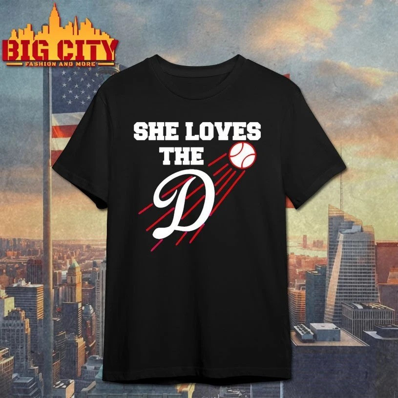She loves the D style Los Angeles Dodgers baseball - Adult & Kids T-Shirts, Sweatshirts & Hoodies apparel design preview 1