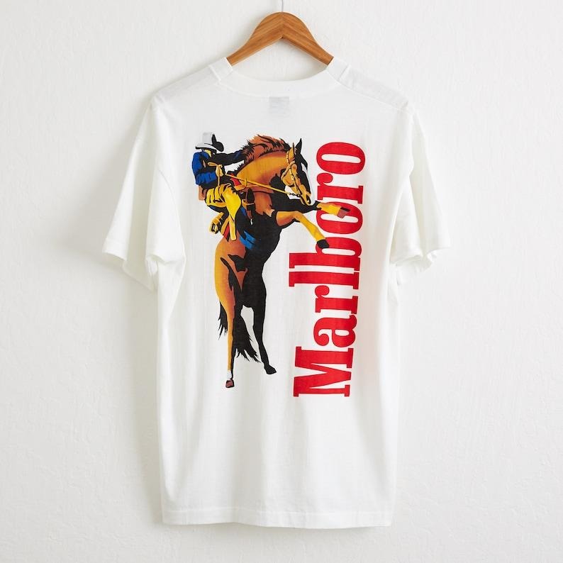1990s Marlboro Cowboy Pocket Double Sided Wild West 2 - Adult & Kids T-Shirts, Sweatshirts & Hoodies apparel design preview 1