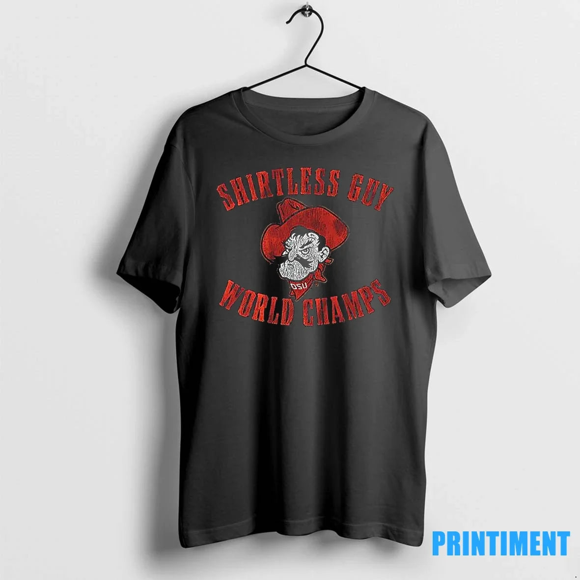 Shirtless Guy World Champs Oklahoma State Logo Retro - Adult & Kids T-Shirts, Sweatshirts & Hoodies apparel design preview 1