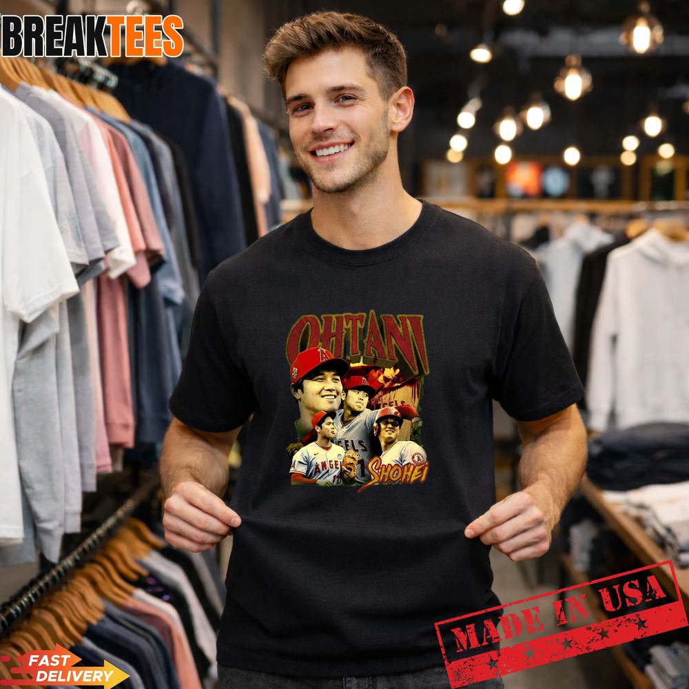 Shohei Ohtani Vintage 90s Bootleg Baseball Graphic - Adult & Kids T-Shirts, Sweatshirts & Hoodies apparel design preview 1