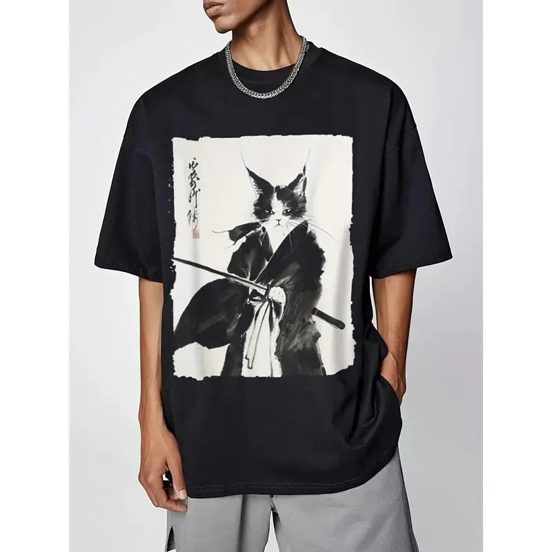 Short Sleeve Cotton Blend Casual Comfort Ink Cat - Adult & Kids T-Shirts, Sweatshirts & Hoodies apparel design preview 1