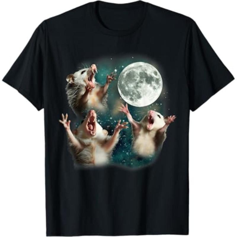Short Sleeve Print Three Possum Moon 3 Opossum Funny - Adult & Kids T-Shirts, Sweatshirts & Hoodies apparel design preview 1