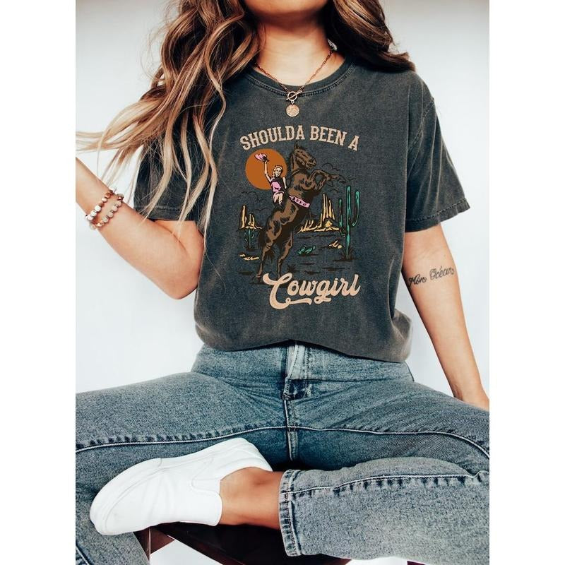 Should Been Cowgirl Retro Western Rodeo Country - Adult & Kids T-Shirts, Sweatshirts & Hoodies apparel design preview 1