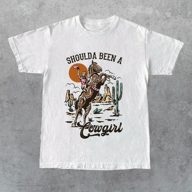 Should Been Cowgirl Retro Western Her Him Friend - Adult & Kids T-Shirts, Sweatshirts & Hoodies apparel design preview 1