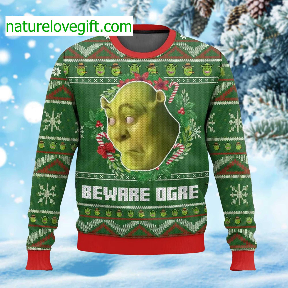 Shrek Beware Ogre Ugly Christmas Sweater - Holiday Gift product image