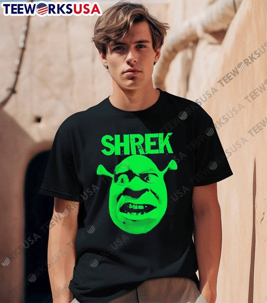 Shrek Character Face Green Neon Art - Adult & Kids T-Shirts, Sweatshirts & Hoodies apparel design preview 1