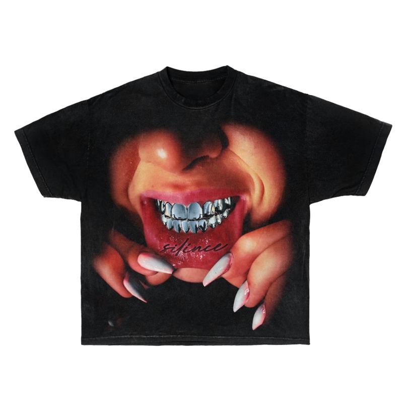 Silence Grillz Gothic Harajuku Slip Goth Y2k - Adult & Kids T-Shirts, Sweatshirts & Hoodies apparel design preview 1