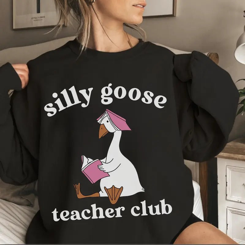 Silly Goose Teacher Club Cotton Crew Neck Full Sizes - Adult & Kids T-Shirts, Sweatshirts & Hoodies apparel design preview 1