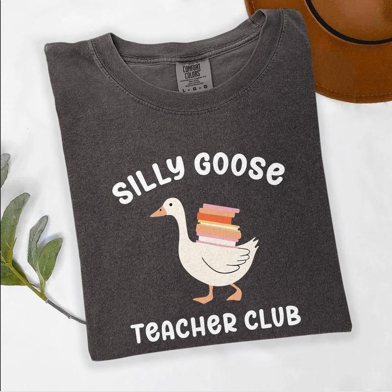Silly Goose Teacher Comfort Color Cute Back School - Adult & Kids T-Shirts, Sweatshirts & Hoodies apparel design preview 1