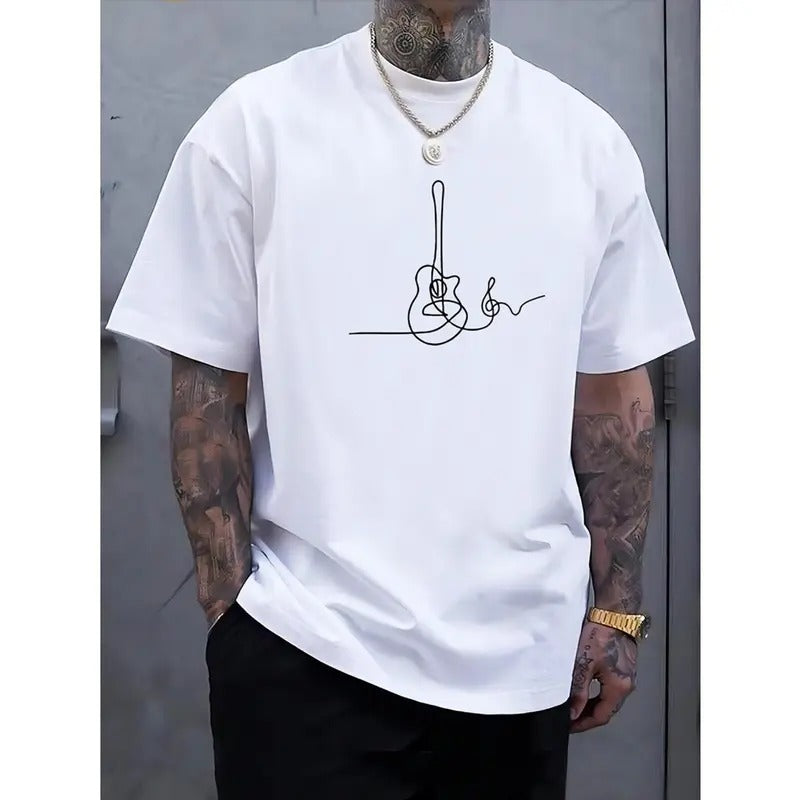 Simple Guitar Print Crew Neck Short Sleeve Summer - Adult & Kids T-Shirts, Sweatshirts & Hoodies apparel design preview 1