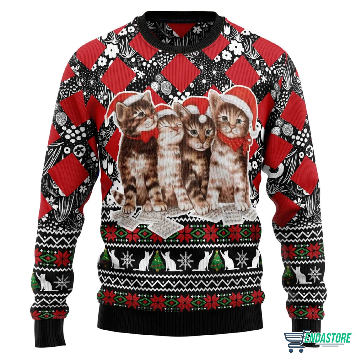 Singing Cats Kitten 3D Ugly Christmas Sweater - Holiday Gift product image