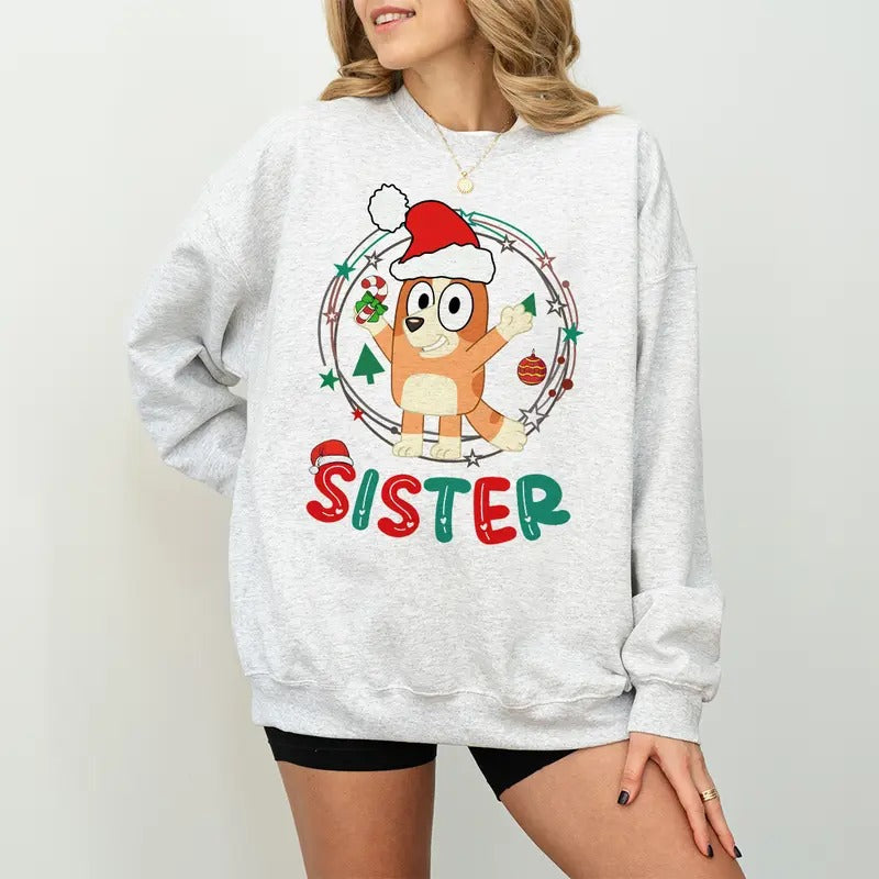 Sister Blueys Family Matching Dad Mum Merry Cute - Adult & Kids T-Shirts, Sweatshirts & Hoodies apparel design preview 1