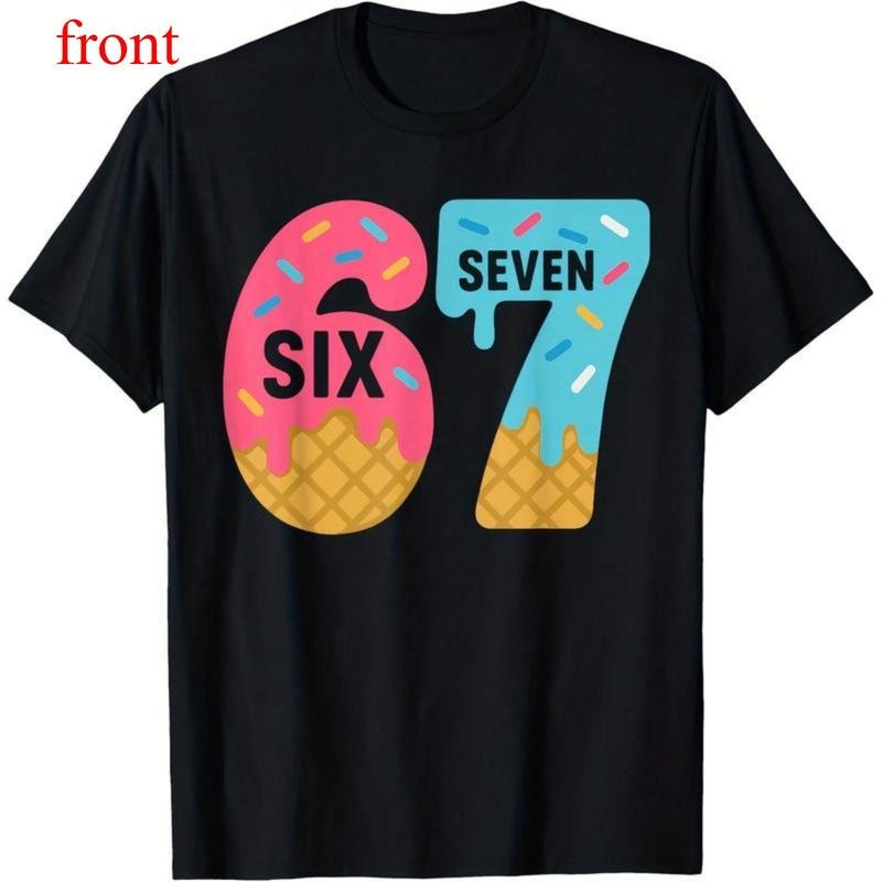 Six Seven Ice Cream Drip Cool Meme 67 Funny Dripping - Adult & Kids T-Shirts, Sweatshirts & Hoodies apparel design preview 1