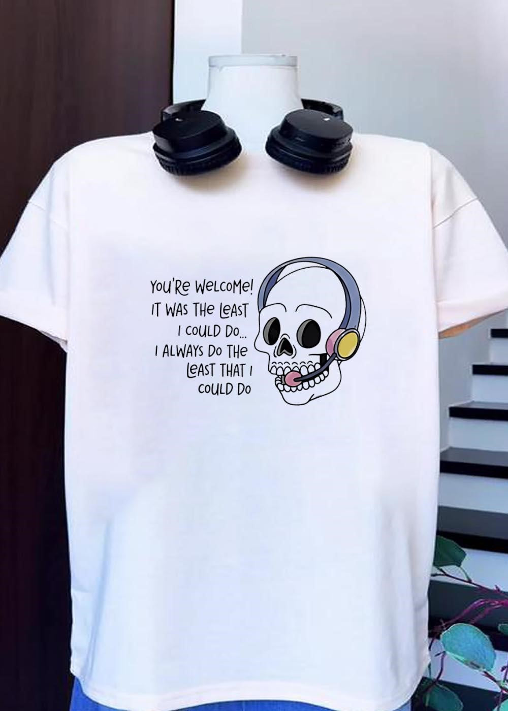 Skeleton Customer Service Agent Doing The Least - Adult & Kids T-Shirts, Sweatshirts & Hoodies apparel design preview 1