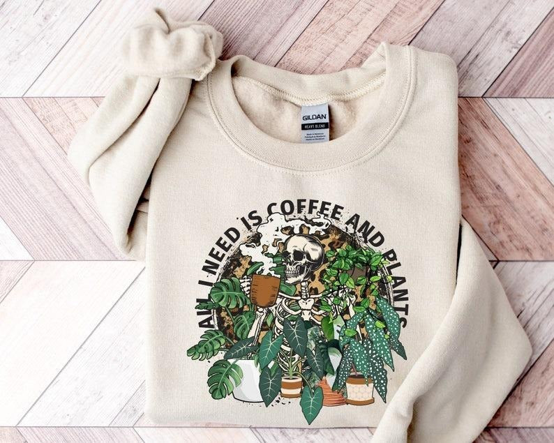 Skeleton Plant Lover All I Need Is Coffee Plants - Adult & Kids T-Shirts, Sweatshirts & Hoodies apparel design preview 1