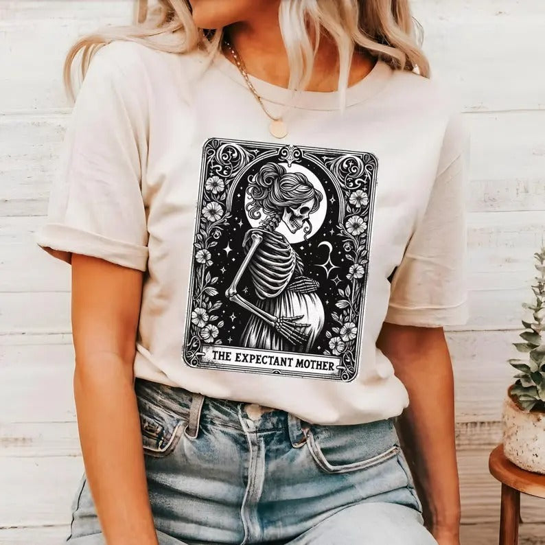 Skeleton Pregnancy Announcement Baby Reveal Tarot - Adult & Kids T-Shirts, Sweatshirts & Hoodies apparel design preview 1