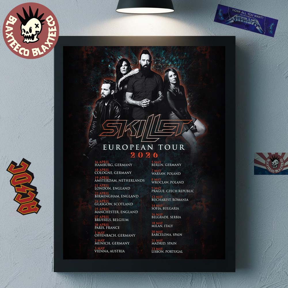 Skillet European Tour 2026 Schedule Dates Home Decor - Adult & Kids T-Shirts, Sweatshirts & Hoodies apparel design preview 1