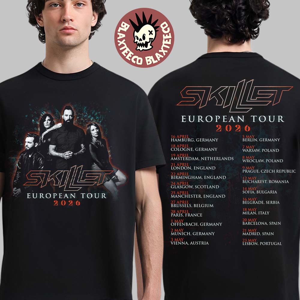 Skillet European Tour 2026 Schedule Dates Two Sided - Adult & Kids T-Shirts, Sweatshirts & Hoodies apparel design preview 1