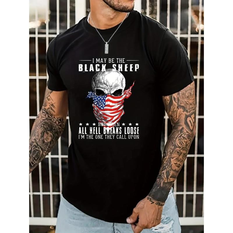 Skull American Flag Pattern Mask Slogan Print Slight - Adult & Kids T-Shirts, Sweatshirts & Hoodies apparel design preview 1