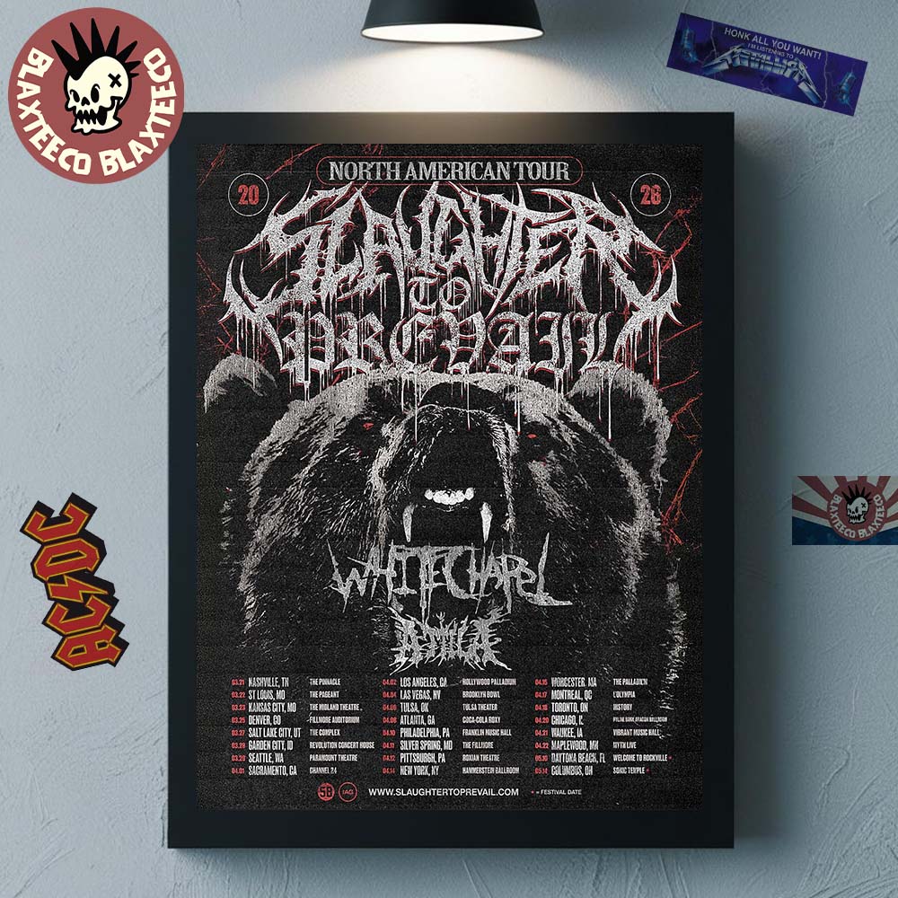 Slaughter To Prevail North America 2026 Tour Schedule - Adult & Kids T-Shirts, Sweatshirts & Hoodies apparel design preview 1