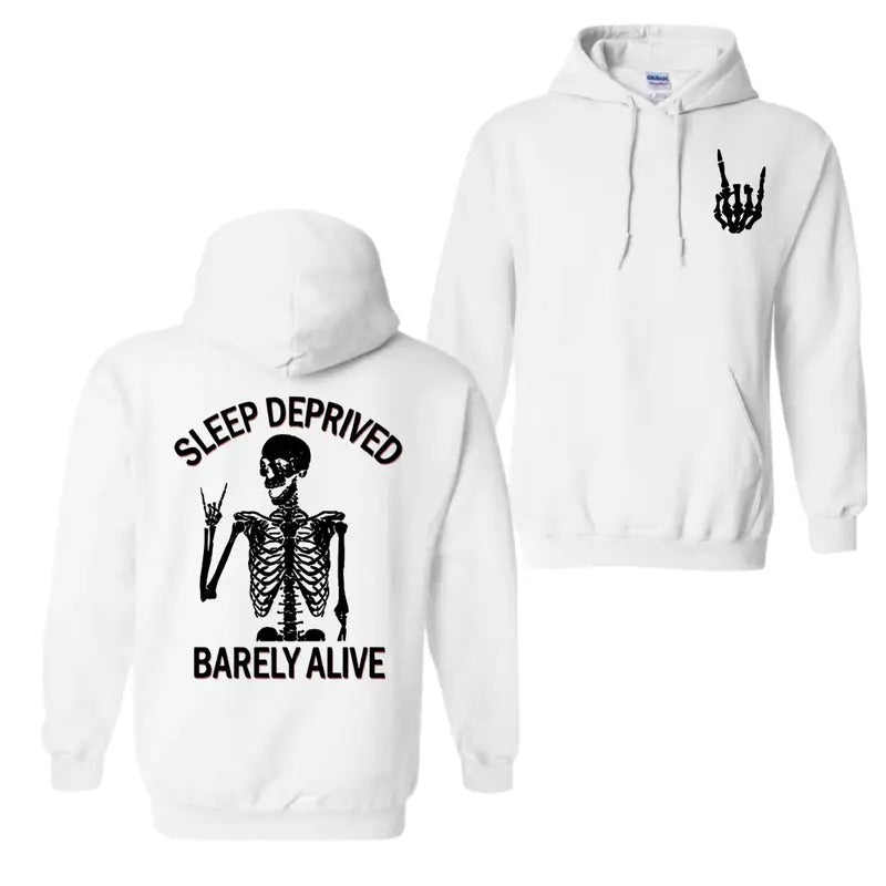 Sleep Deprived Barely Alive Round Neck - Adult & Kids T-Shirts, Sweatshirts & Hoodies apparel design preview 1