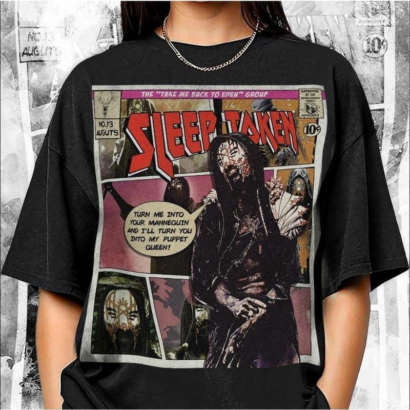 Sleep Token Comic 90s Bootleg Metal Rock Band Retro - Adult & Kids T-Shirts, Sweatshirts & Hoodies apparel design preview 1