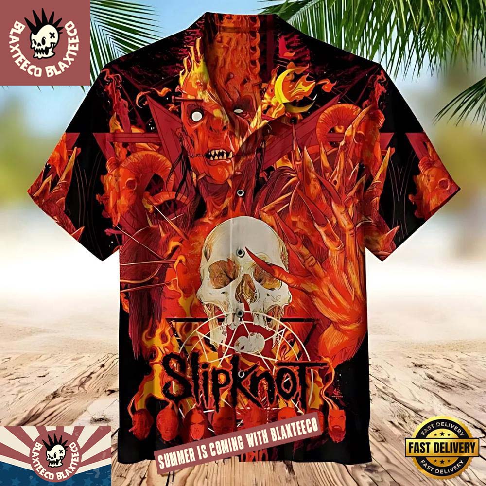 Slipknot Flaming Skull Metal Summer Hawaiian - Adult & Kids T-Shirts, Sweatshirts & Hoodies apparel design preview 1