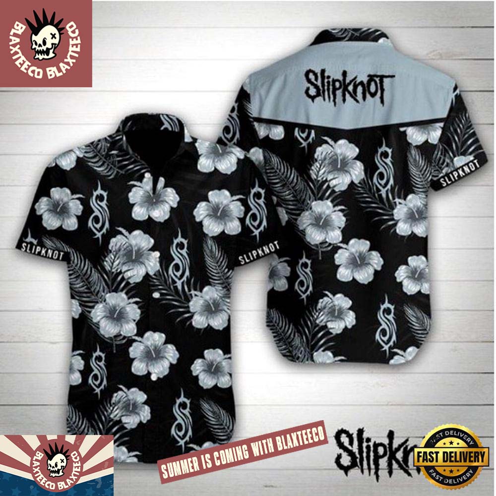 Slipknot Flowers Tropical Pattern Black And Grey - Adult & Kids T-Shirts, Sweatshirts & Hoodies apparel design preview 1