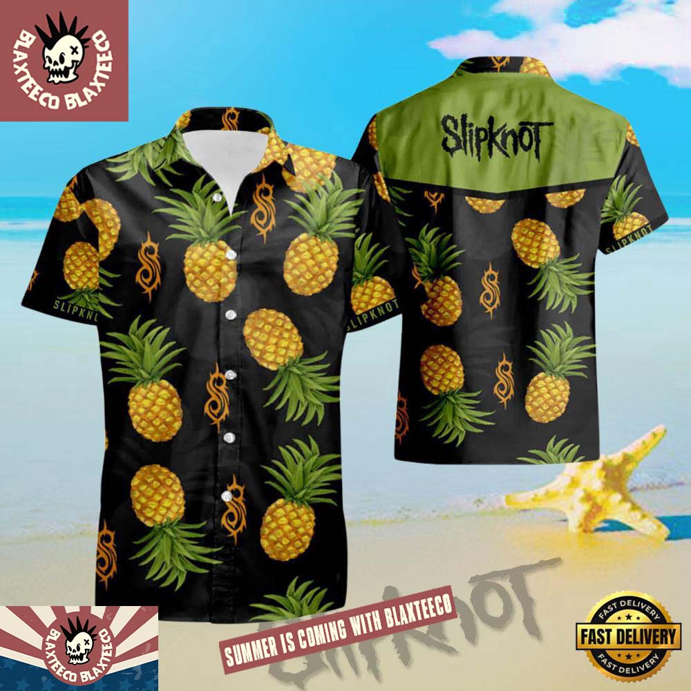 Slipknot Green Pineapple With Logo Pattern Summer - Adult & Kids T-Shirts, Sweatshirts & Hoodies apparel design preview 1