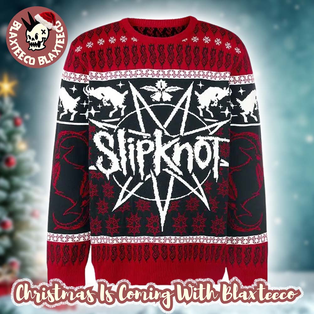 Slipknot Holiday Goat Pattern Xmas For Rock Fan Ugly Christmas Sweater - Holiday Gift product image