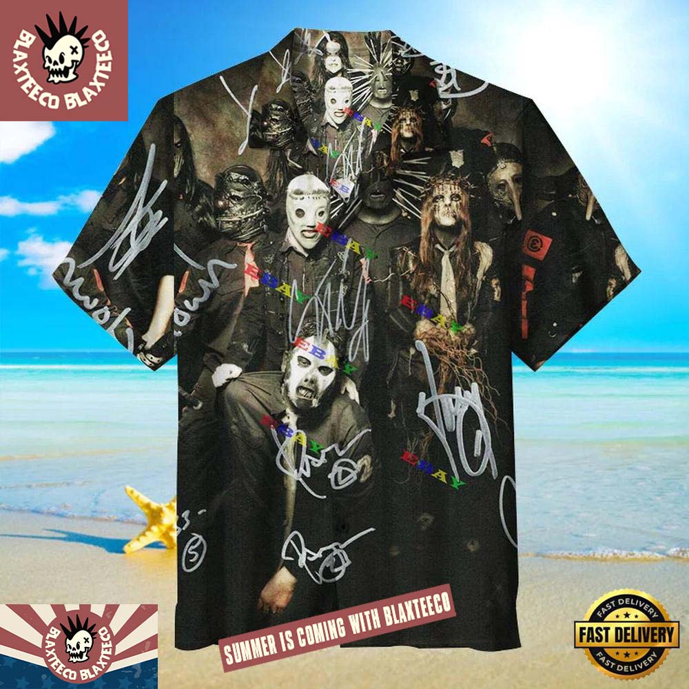 Slipknot Rock Band Autographed Photo Summer Hawaiian - Adult & Kids T-Shirts, Sweatshirts & Hoodies apparel design preview 1