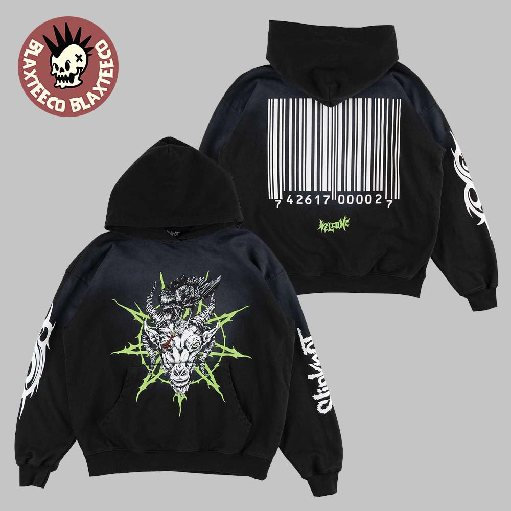 Slipknot X Welcome Skateboard Goat Head With Barcode - Adult & Kids T-Shirts, Sweatshirts & Hoodies apparel design preview 1