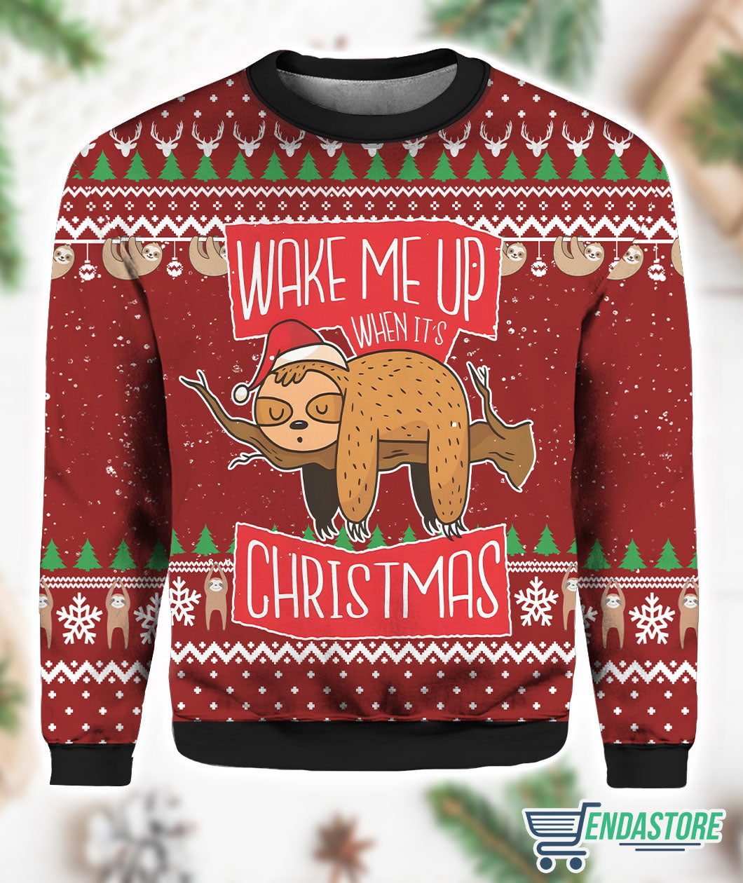 Sloth Wake Me Up Christmas 3D Print 3D Ugly Christmas Sweater - Holiday Gift product image 2
