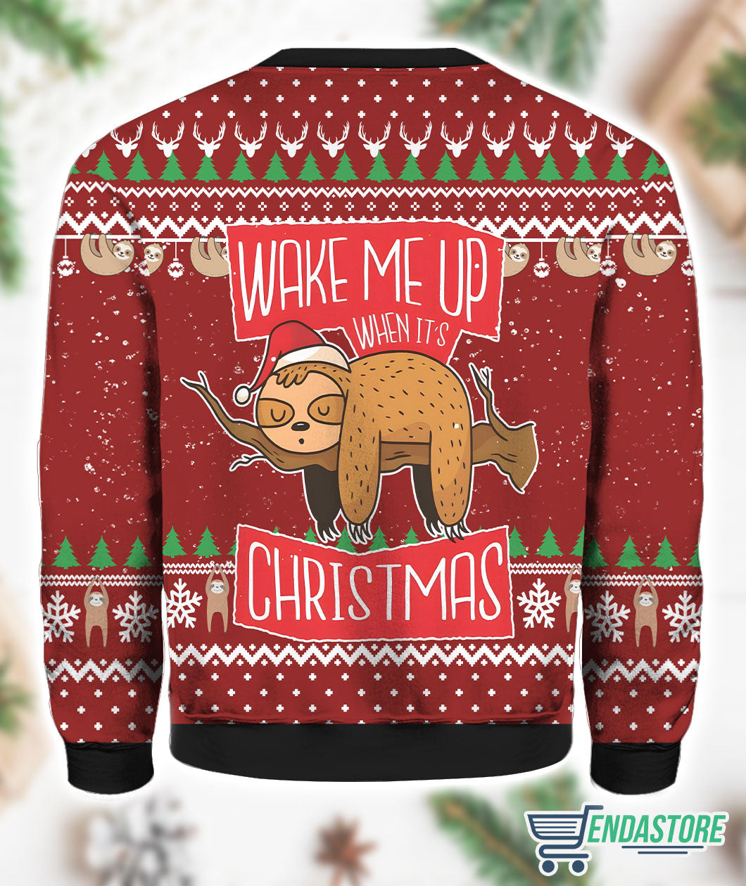 Sloth Wake Me Up Christmas 3D Print 3D Ugly Christmas Sweater - Holiday Gift product image 3