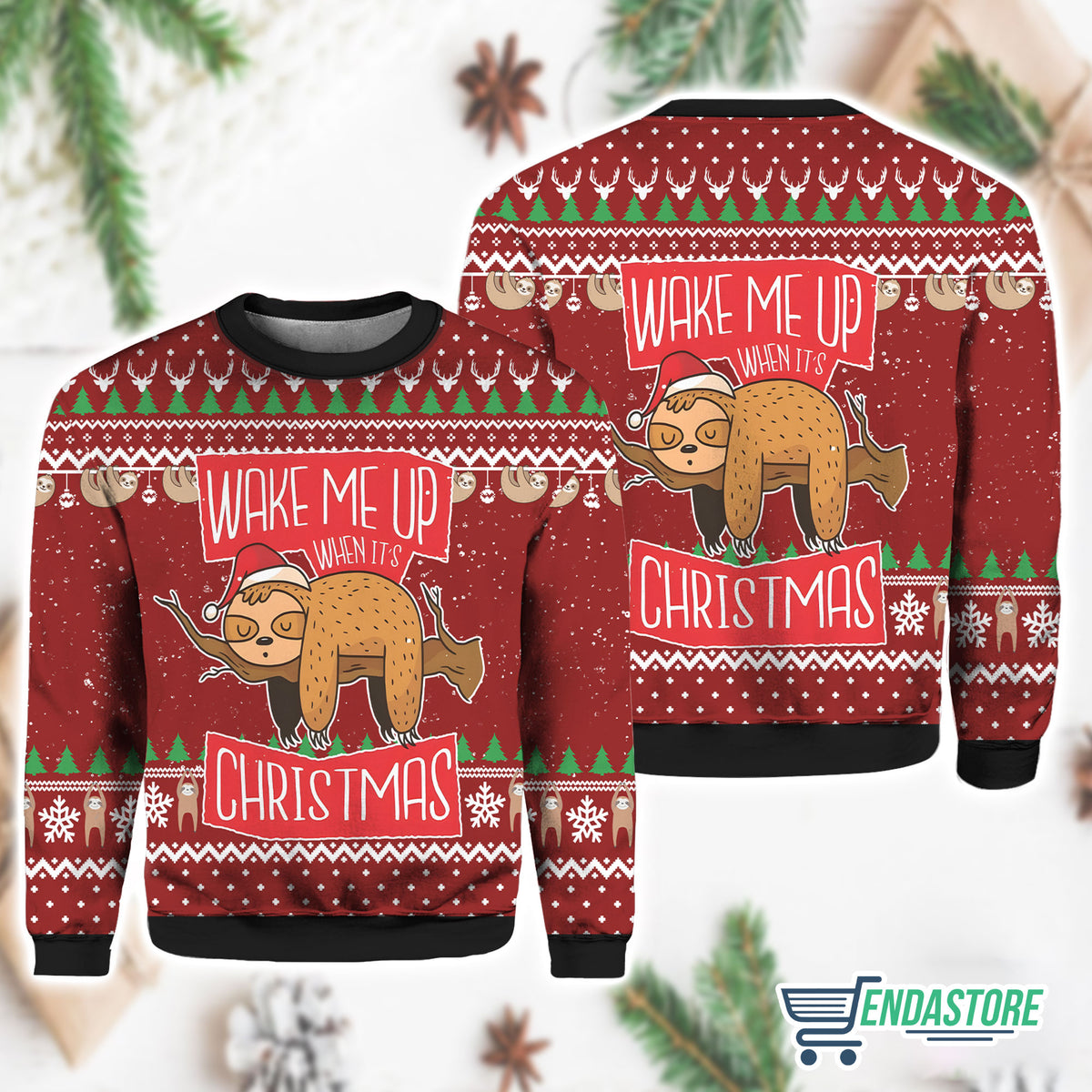 Sloth Wake Me Up Christmas 3D Print 3D Ugly Christmas Sweater - Holiday Gift product image 4
