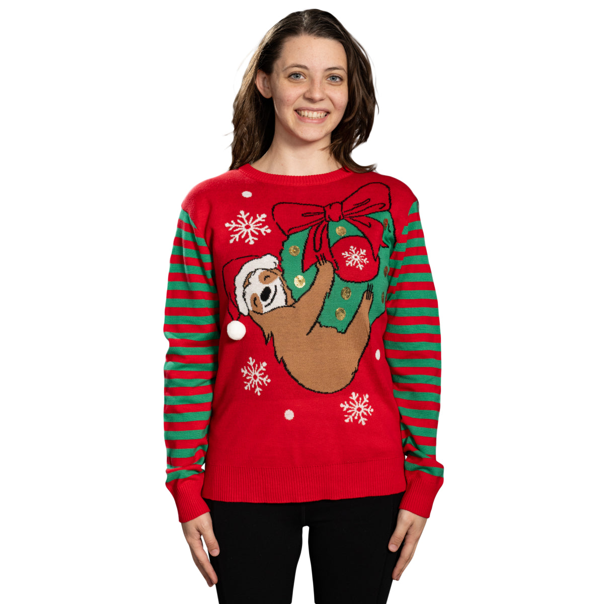 Hanging Sloth on Christmas Ornament Wreath Ugly Christmas Sweater - Holiday Gift product image 3