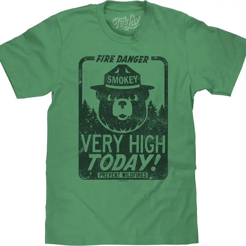 Smokey Bear "Fire Danger Very High" Big Tall Green - Adult & Kids T-Shirts, Sweatshirts & Hoodies apparel design preview 1